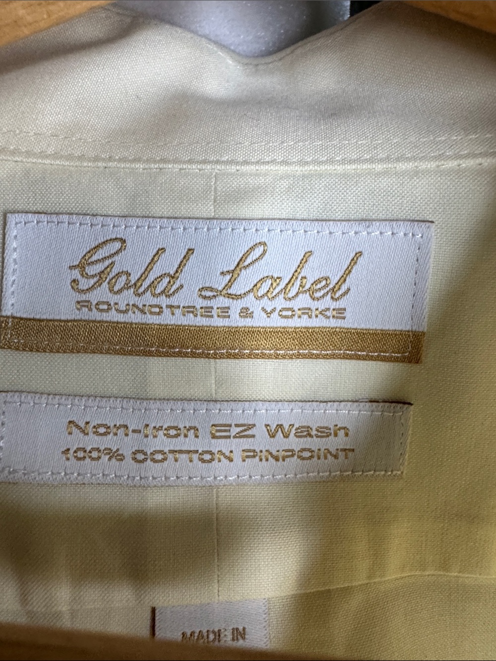 Roundtree & Yorke Gold Label Classic Light Yellow Dress Shirt Men's Size 17 1/2 - Picture 3 of 12
